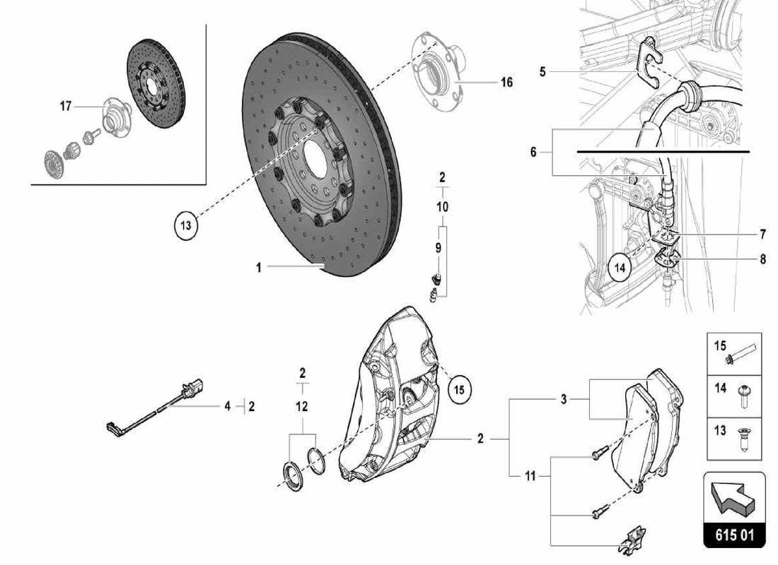 Lamborghini Centenario Spider BRAKE DISC Parts Diagram