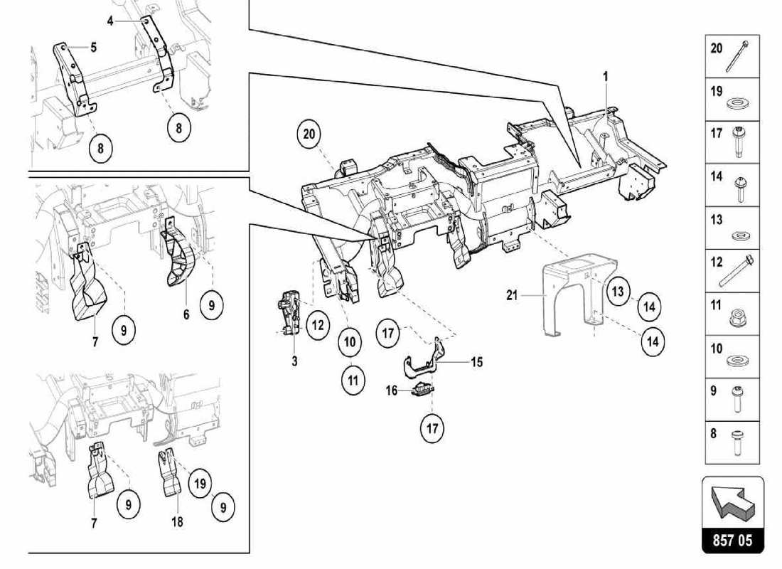 Lamborghini Centenario Spider Inner Cross Member Parts Diagram