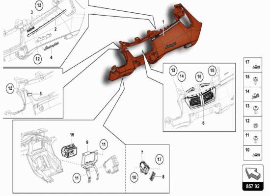 a part diagram from the Lamborghini Centenario Spider parts catalogue