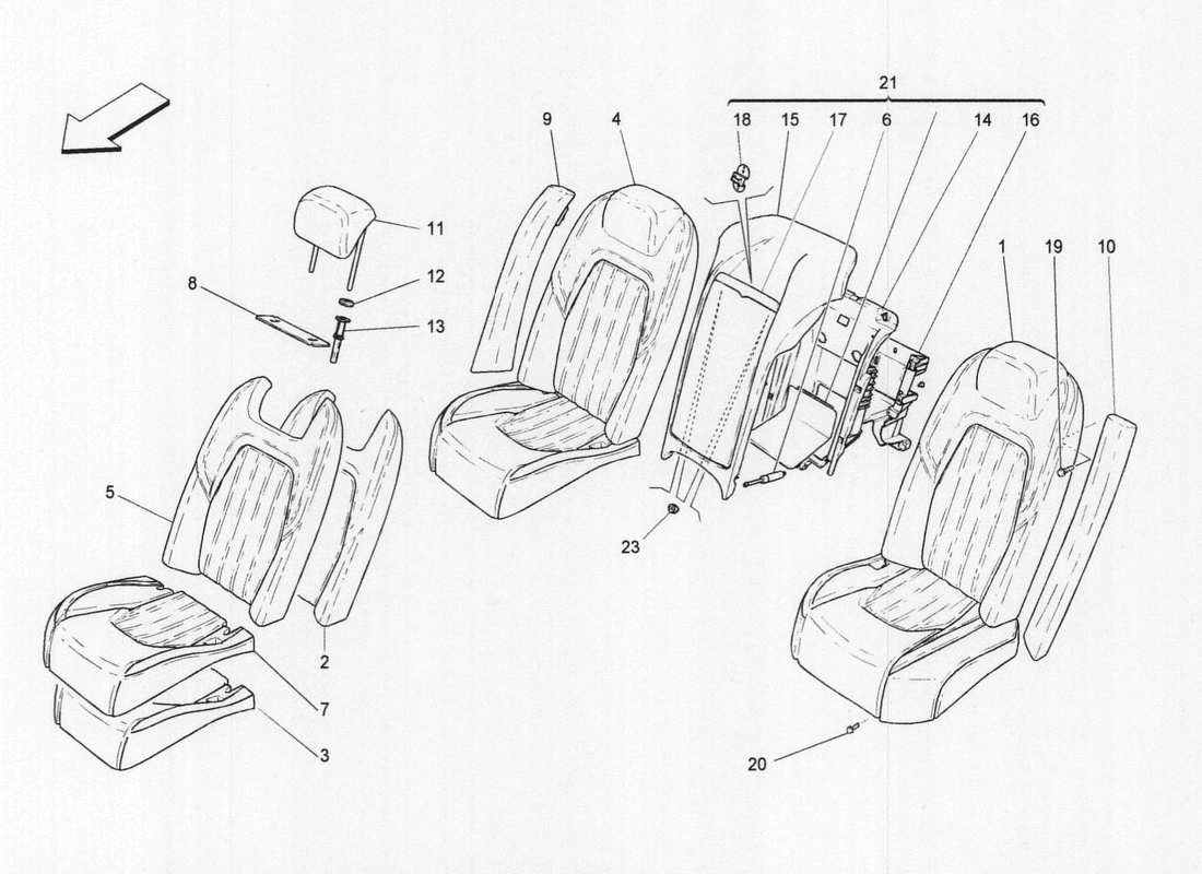 Maserati QTP. V6 3.0 BT 410bhp 2wd 2017 rear seats: trim panels Part Diagram