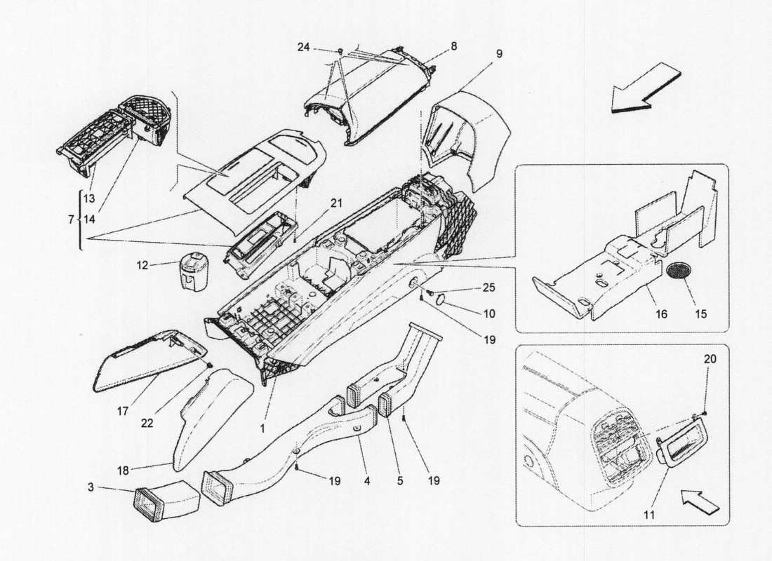 Maserati QTP. V6 3.0 BT 410bhp 2wd 2017 accessory console and centre console Part Diagram