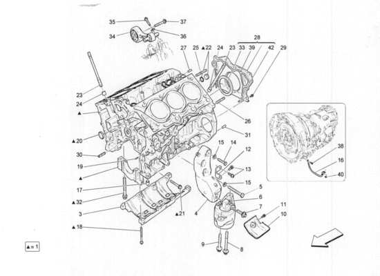 a part diagram from the Maserati Quattroporte M156 (2014 onwards) parts catalogue