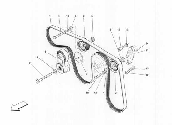 a part diagram from the Maserati Quattroporte M156 (2014 onwards) parts catalogue