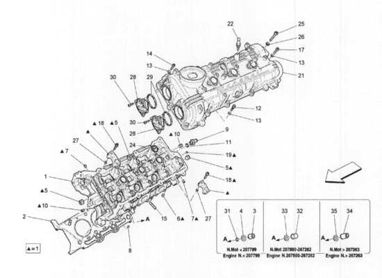 a part diagram from the Maserati Quattroporte M156 (2014 onwards) parts catalogue