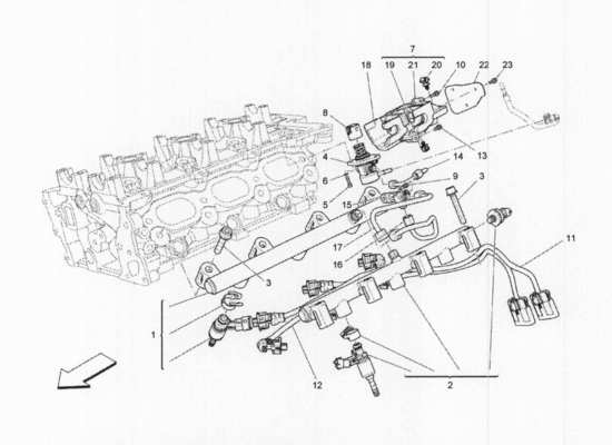 a part diagram from the Maserati QTP. V6 3.0 BT 410bhp 2wd 2017 parts catalogue