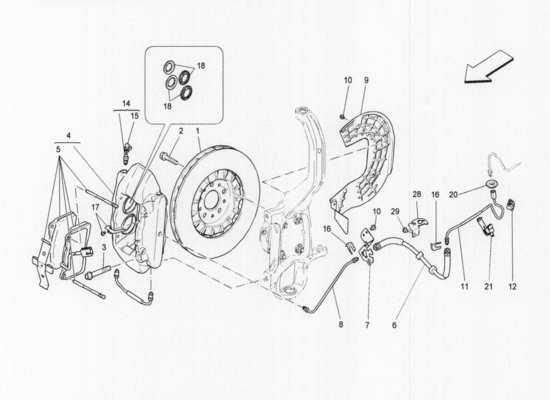 a part diagram from the Maserati Quattroporte M156 (2014 onwards) parts catalogue