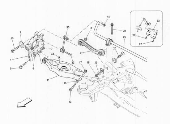 a part diagram from the Maserati Quattroporte M156 (2014 onwards) parts catalogue