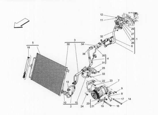 a part diagram from the Maserati Quattroporte M156 (2014 onwards) parts catalogue