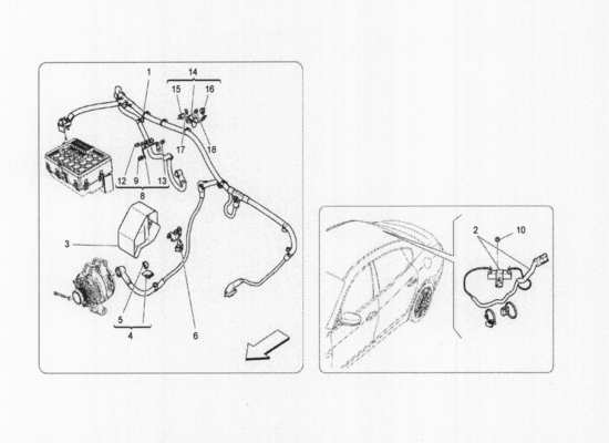 a part diagram from the Maserati Quattroporte M156 (2014 onwards) parts catalogue