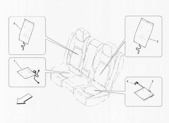 a part diagram from the Maserati Quattroporte M156 (2014 onwards) parts catalogue