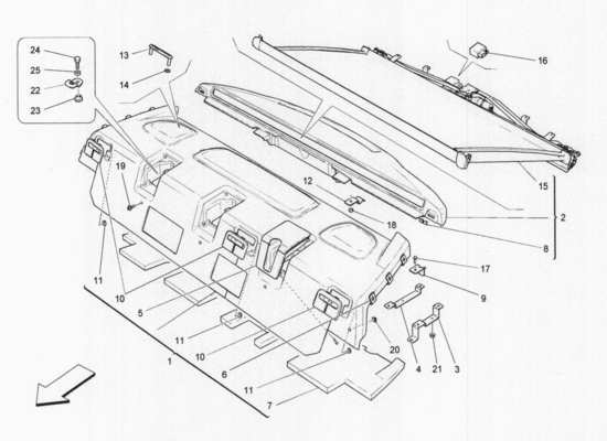 a part diagram from the Maserati Quattroporte M156 (2014 onwards) parts catalogue