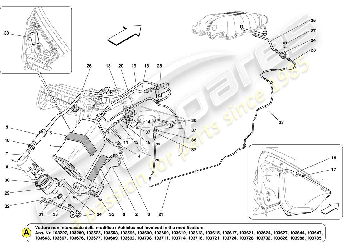 Ferrari California (Europe) evaporative emissions control system Parts Diagram