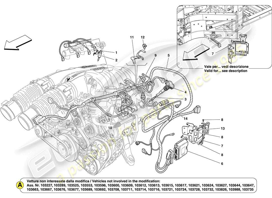 Ferrari California (Europe) LEFT HAND INJECTION SYSTEM - IGNITION Parts Diagram