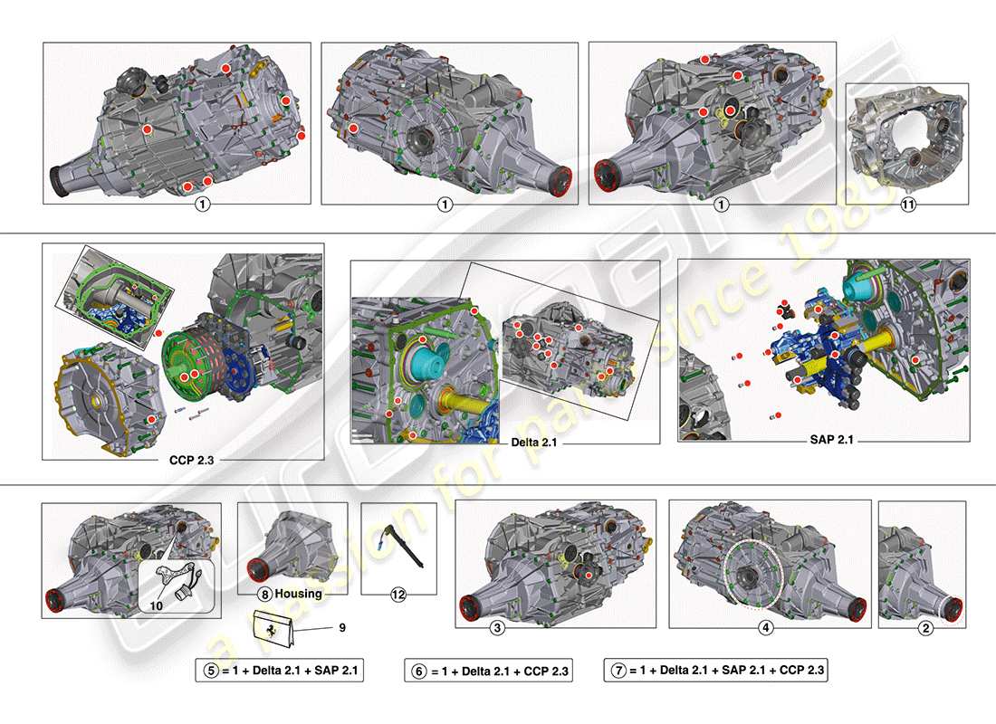 Ferrari California (Europe) GEARBOX REPAIR KIT Parts Diagram