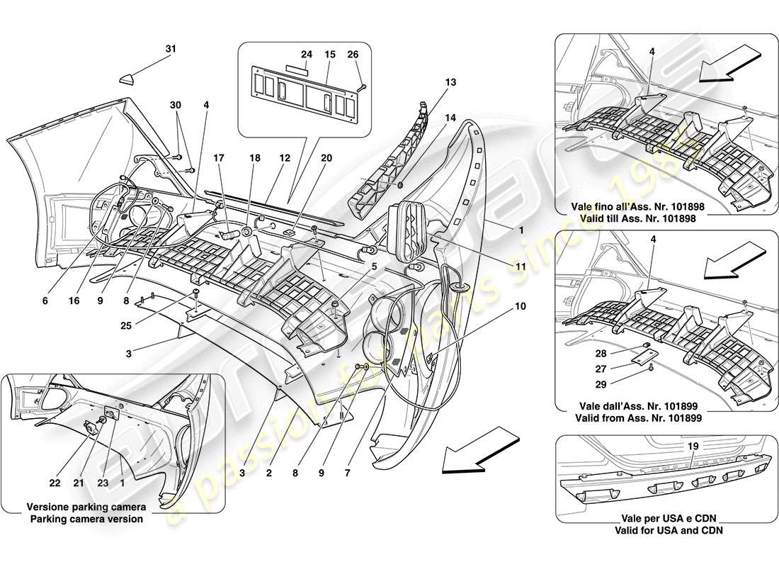 Ferrari California (Europe) REAR BUMPER Parts Diagram