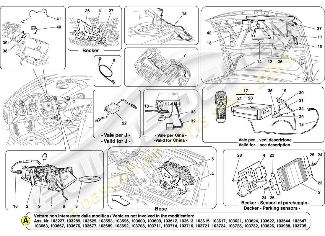 Ferrari California (Europe) INFOTAINMENT SYSTEM Parts Diagram