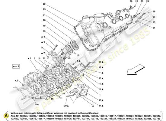 a part diagram from the Ferrari California parts catalogue