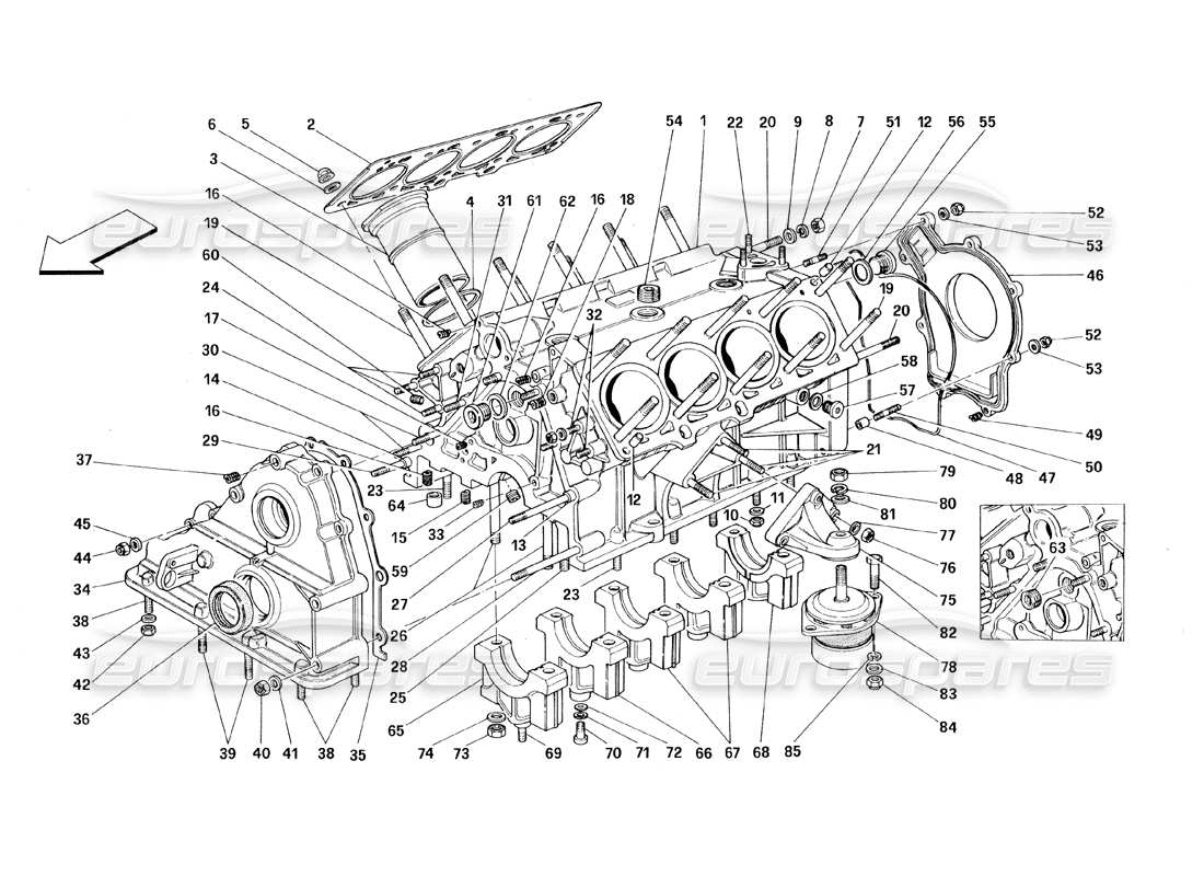 Ferrari 348 (1993) TB / TS crankcase Parts Diagram