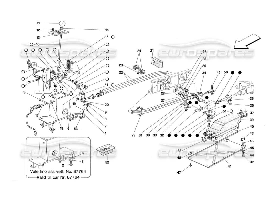 Ferrari 348 (1993) TB / TS Outside Gearbox Controls Parts Diagram