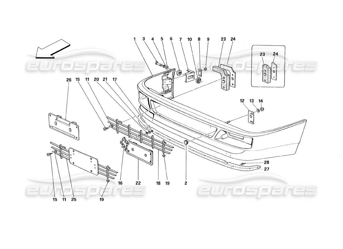 Ferrari 348 (1993) TB / TS FRONT BUMPER Parts Diagram