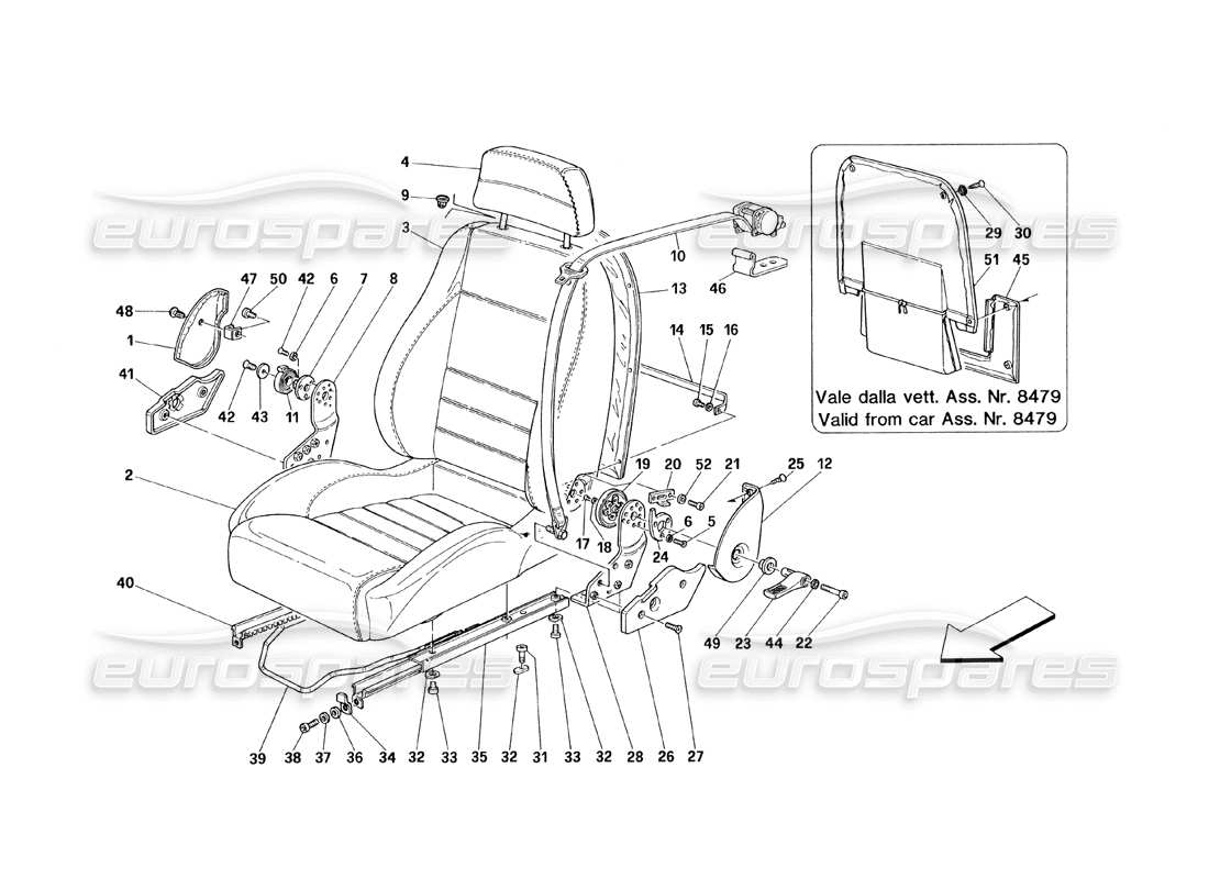 Ferrari 348 (1993) TB / TS Seats and Safety Belts Parts Diagram