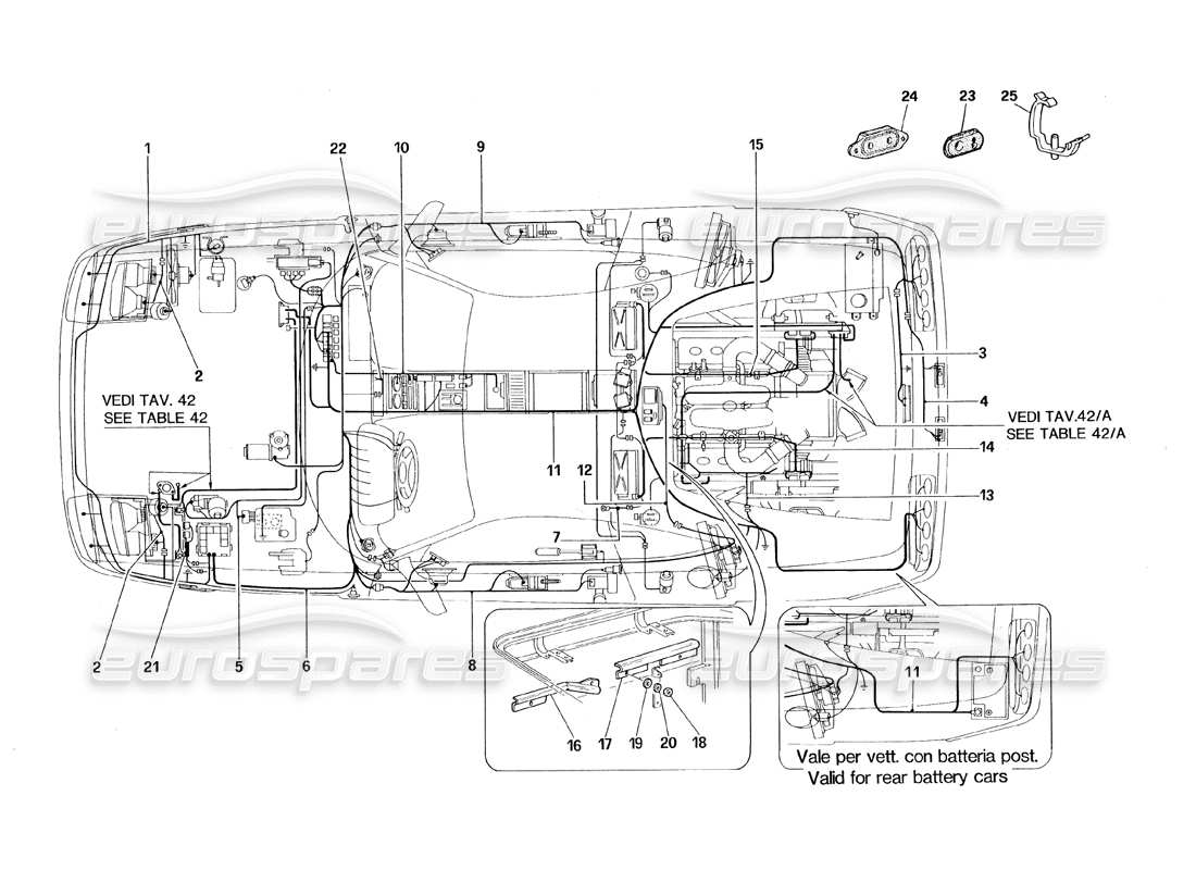 Ferrari 348 (1993) TB / TS electrical system Parts Diagram