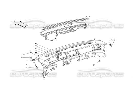 a part diagram from the Ferrari 348 (1993) TB / TS parts catalogue