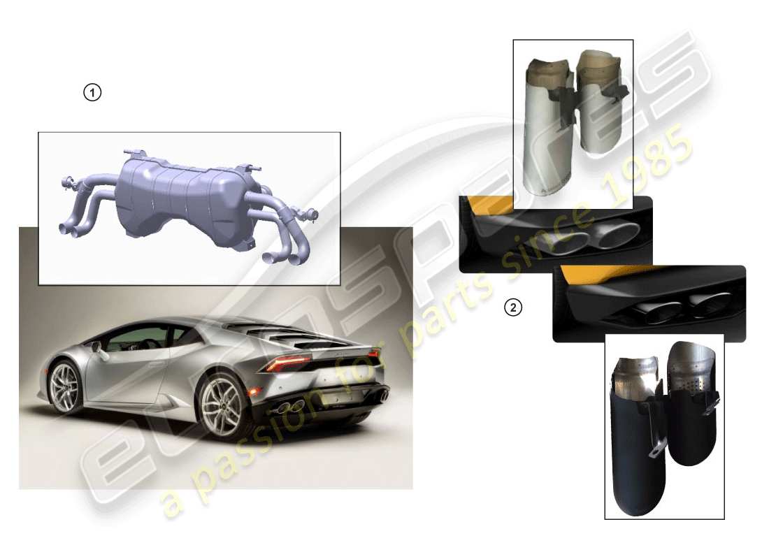 Lamborghini Huracan Performante Coupe (Accessories) SPORT SILENCER Parts Diagram