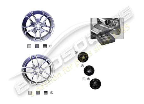 a part diagram from the Lamborghini Huracan Accessories parts catalogue