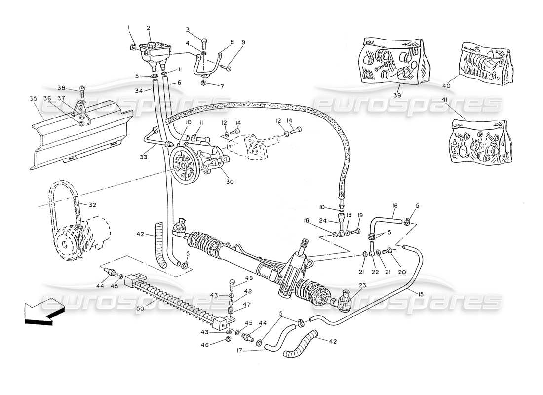 Maserati Ghibli 2.8 (Non ABS) Power Steering System Parts Diagram