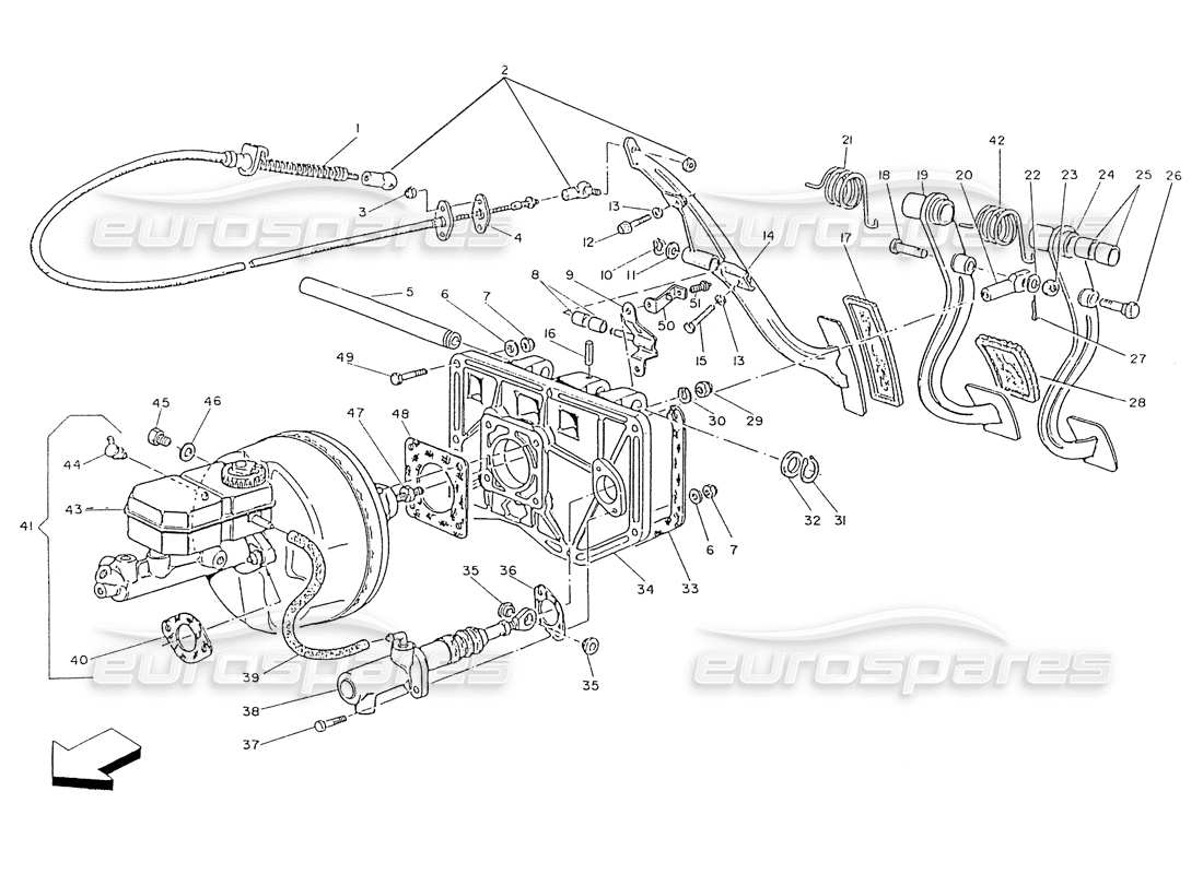 Maserati Ghibli 2.8 (Non ABS) Pedal Board, Power Brake, Clutch Pump Parts Diagram