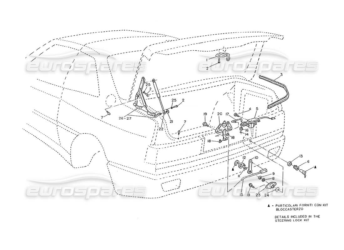 Maserati Ghibli 2.8 (Non ABS) Trunk Lid - Hinges, Opening Controls Parts Diagram