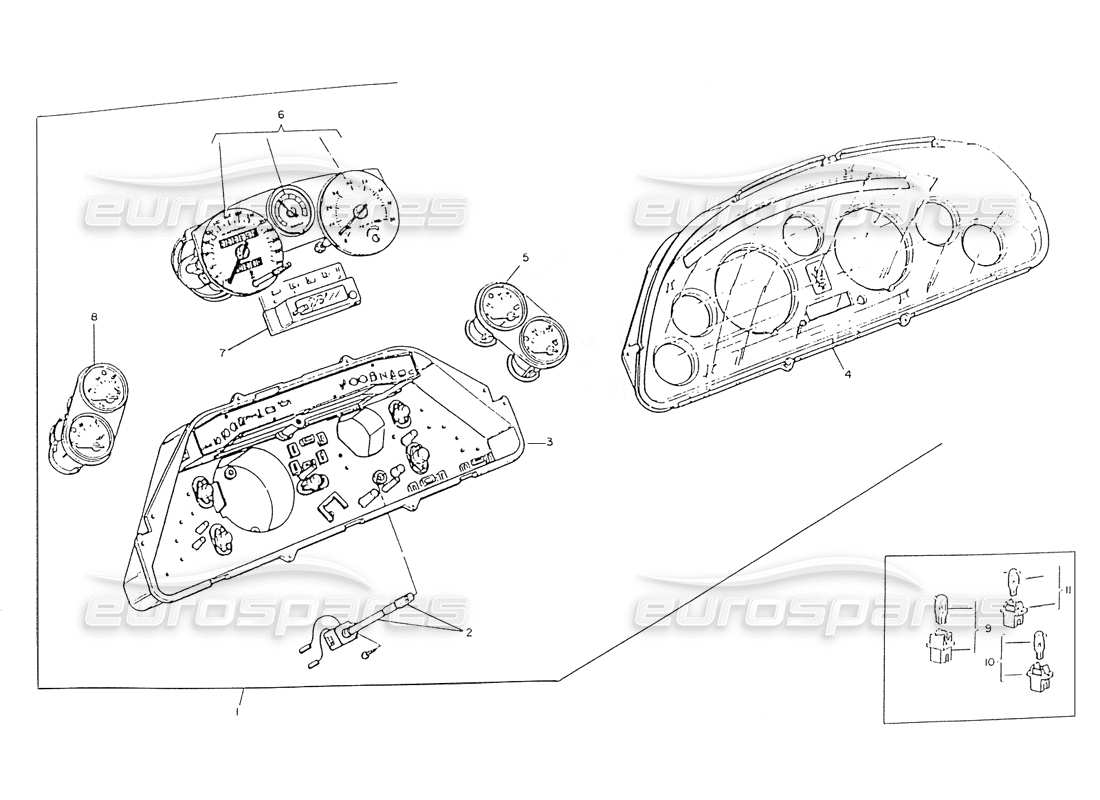 Maserati Ghibli 2.8 (Non ABS) Instrumenty Board Parts Diagram