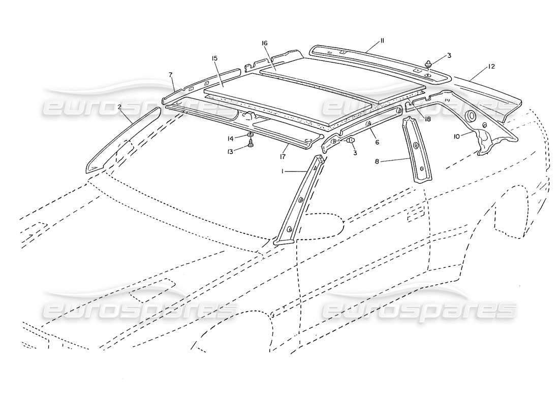 Maserati Ghibli 2.8 (Non ABS) Roof, Inner Trims Parts Diagram