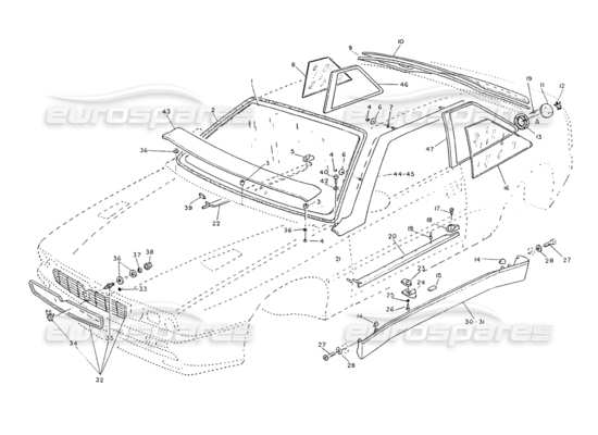 a part diagram from the Maserati Ghibli 2.8 (Non ABS) parts catalogue