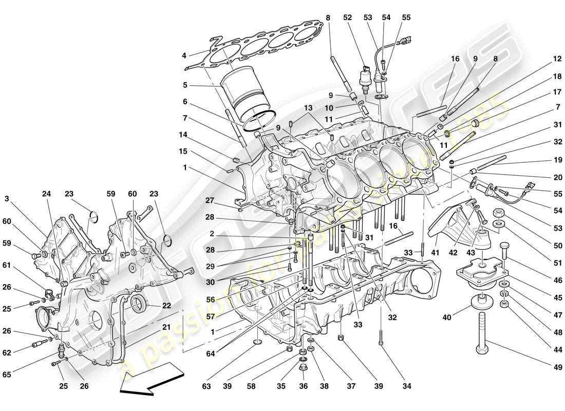 Ferrari F430 Scuderia (RHD) crankcase Part Diagram
