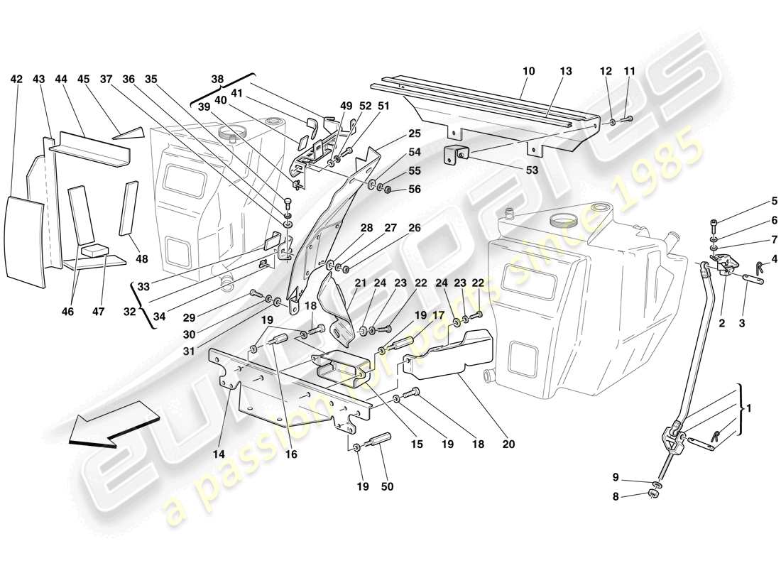 Ferrari F430 Scuderia (RHD) FUEL TANKS - FASTENERS AND GUARDS Part Diagram
