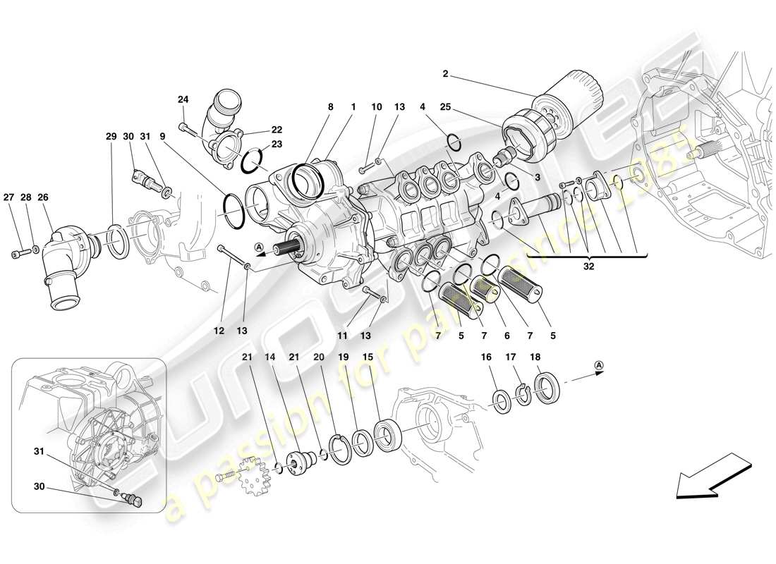 Ferrari F430 Scuderia (RHD) OIL / WATER PUMP Part Diagram