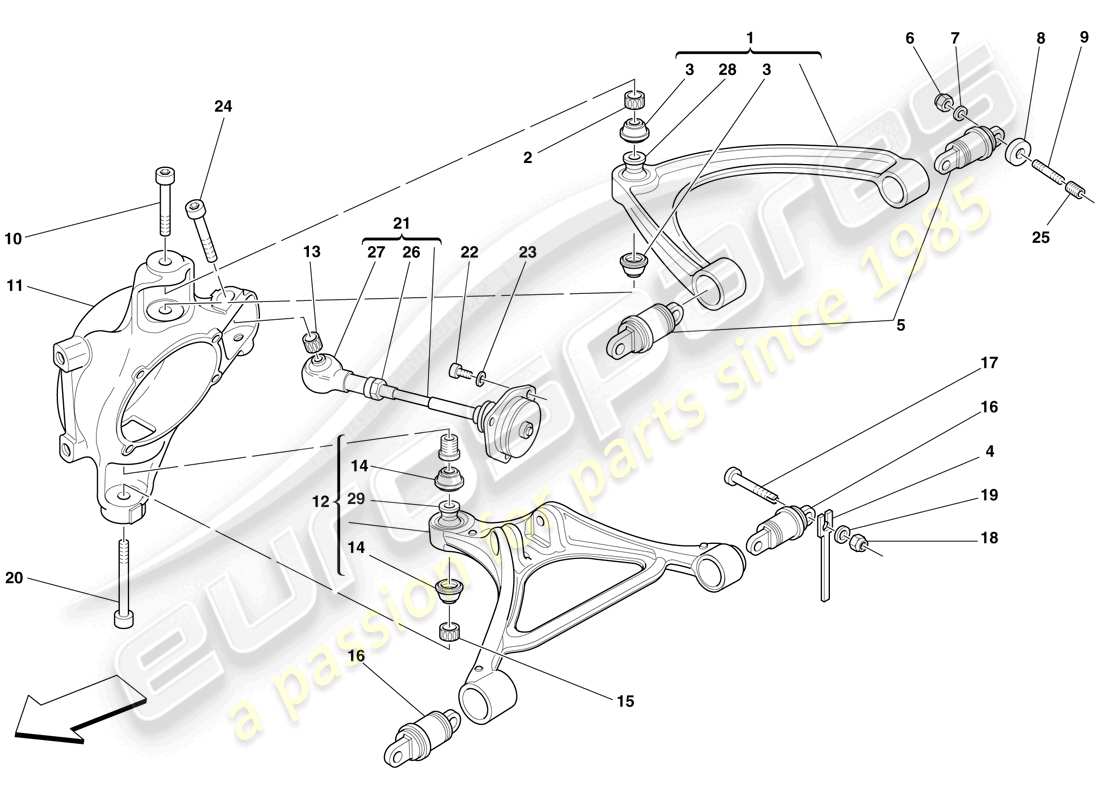 Ferrari F430 Scuderia (RHD) REAR SUSPENSION - ARMS Part Diagram