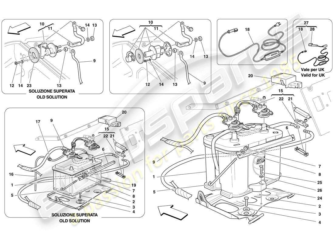 Ferrari F430 Scuderia (RHD) Battery Part Diagram