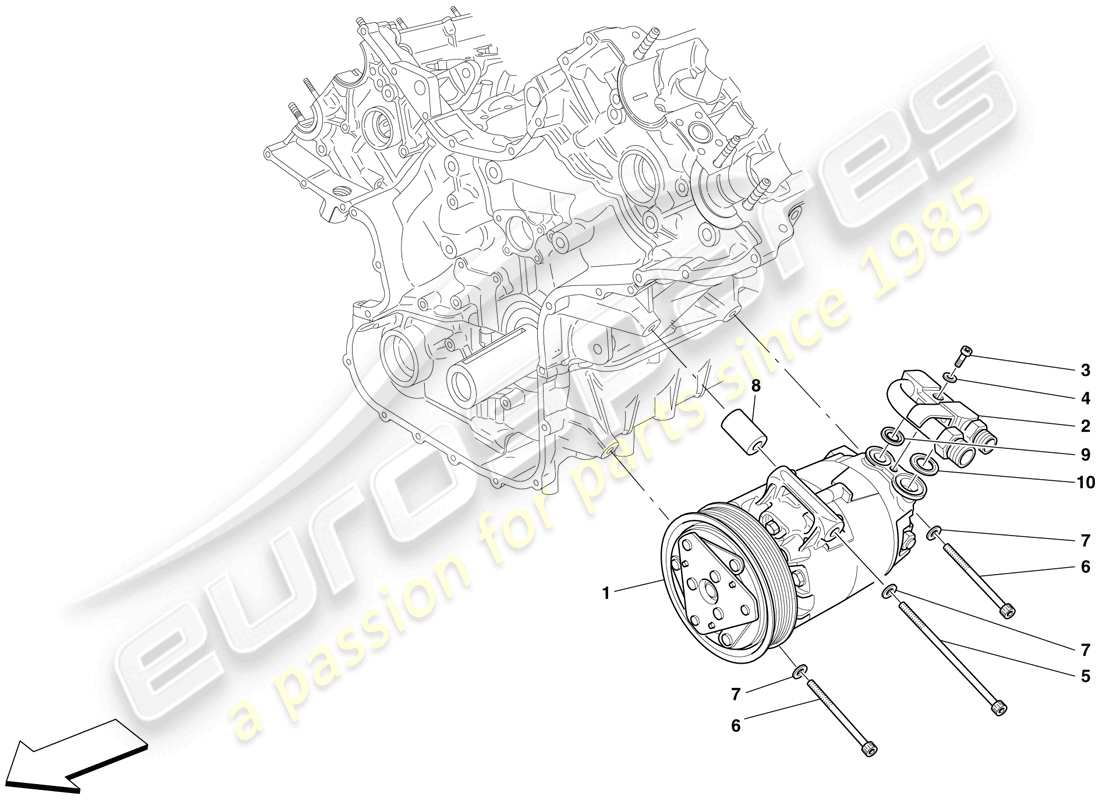 Ferrari F430 Scuderia (RHD) AC SYSTEM COMPRESSOR Part Diagram