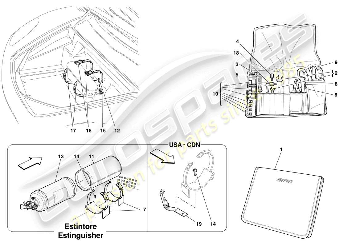 Ferrari F430 Scuderia (RHD) TOOLS AND ACCESSORIES PROVIDED WITH VEHICLE Part Diagram