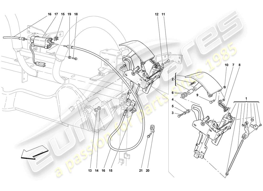 Ferrari F430 Scuderia (RHD) roof control and flap Part Diagram
