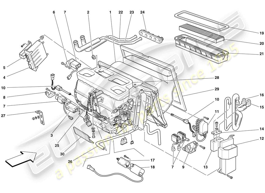 Ferrari F430 Scuderia (RHD) EVAPORATOR UNIT Part Diagram