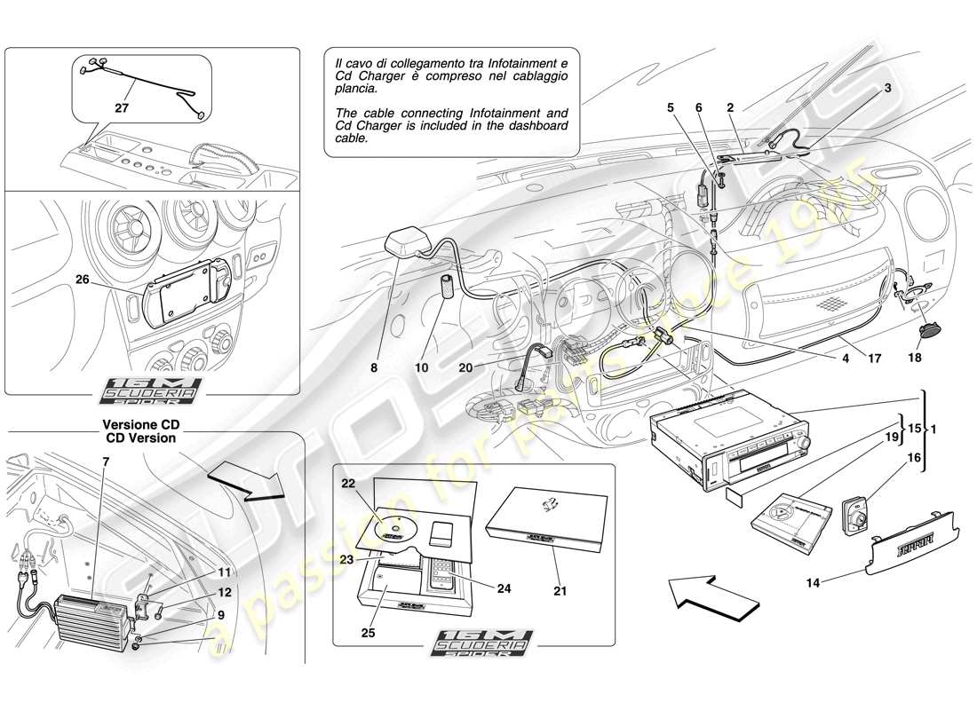 Ferrari F430 Scuderia (RHD) HI-FI SYSTEM Part Diagram