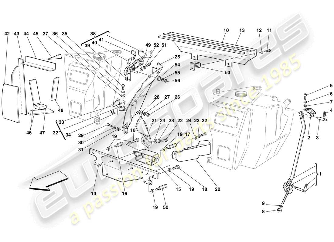 Ferrari F430 Scuderia (USA) FUEL TANKS - FASTENERS AND GUARDS Part Diagram