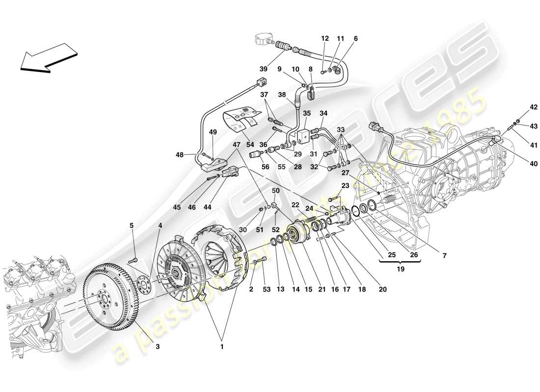 Ferrari F430 Scuderia (USA) Clutch and Controls Part Diagram