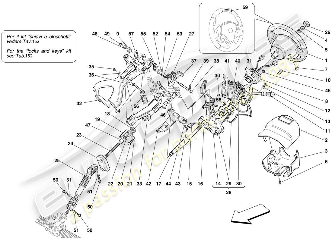 Ferrari F430 Scuderia (USA) Steering Control Part Diagram