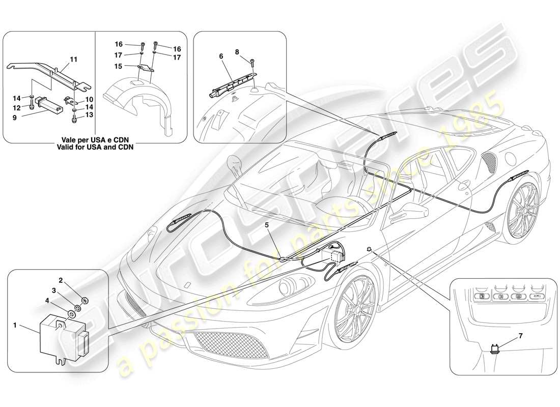 Ferrari F430 Scuderia (USA) TYRE PRESSURE MONITORING SYSTEM Part Diagram