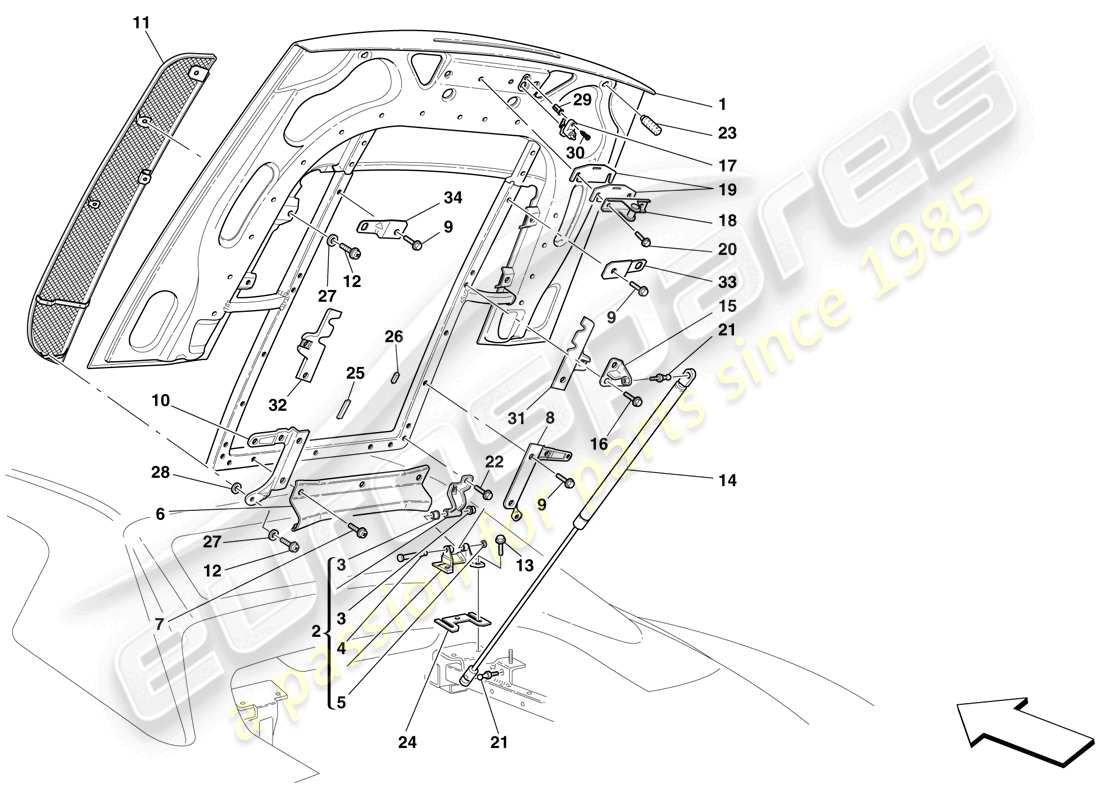 Ferrari F430 Scuderia (USA) ENGINE COMPARTMENT LID Part Diagram